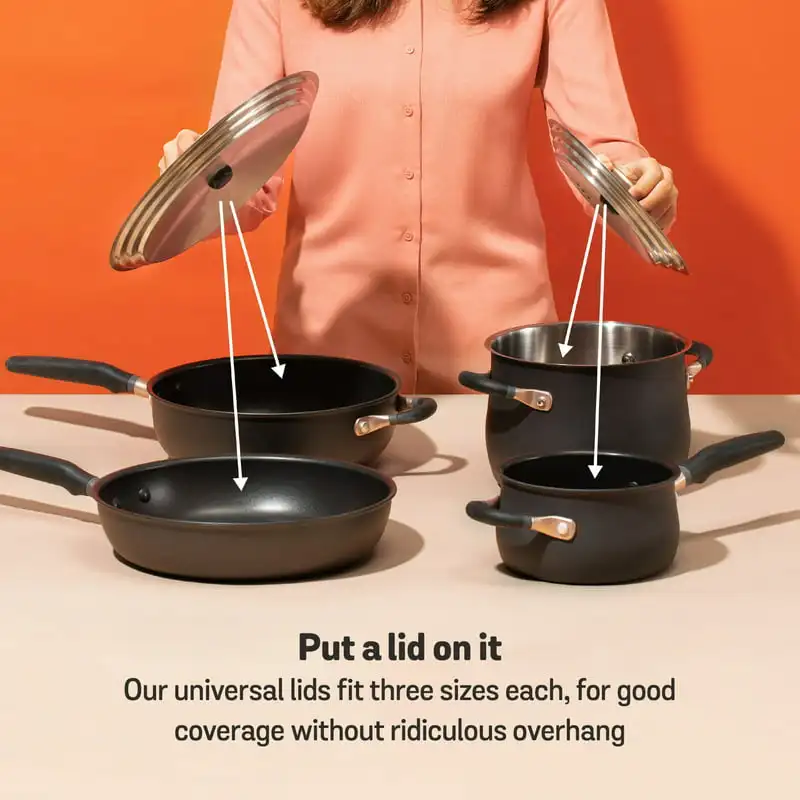 

Series Hard Anodized and Stainless Steel Cookware Essentials Set, 6-Piece, Matte Black