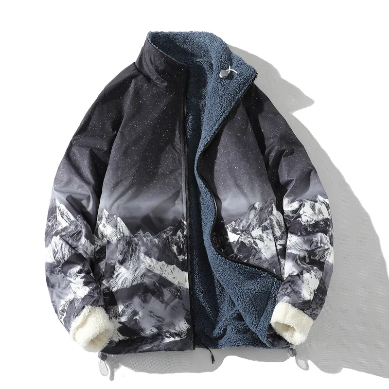 Two-sided Wear 2022 Imitation Lamb Velvet Winter Coat T Men Ins Fashion Loose Casual Warm Jacket Korean Style Clothes