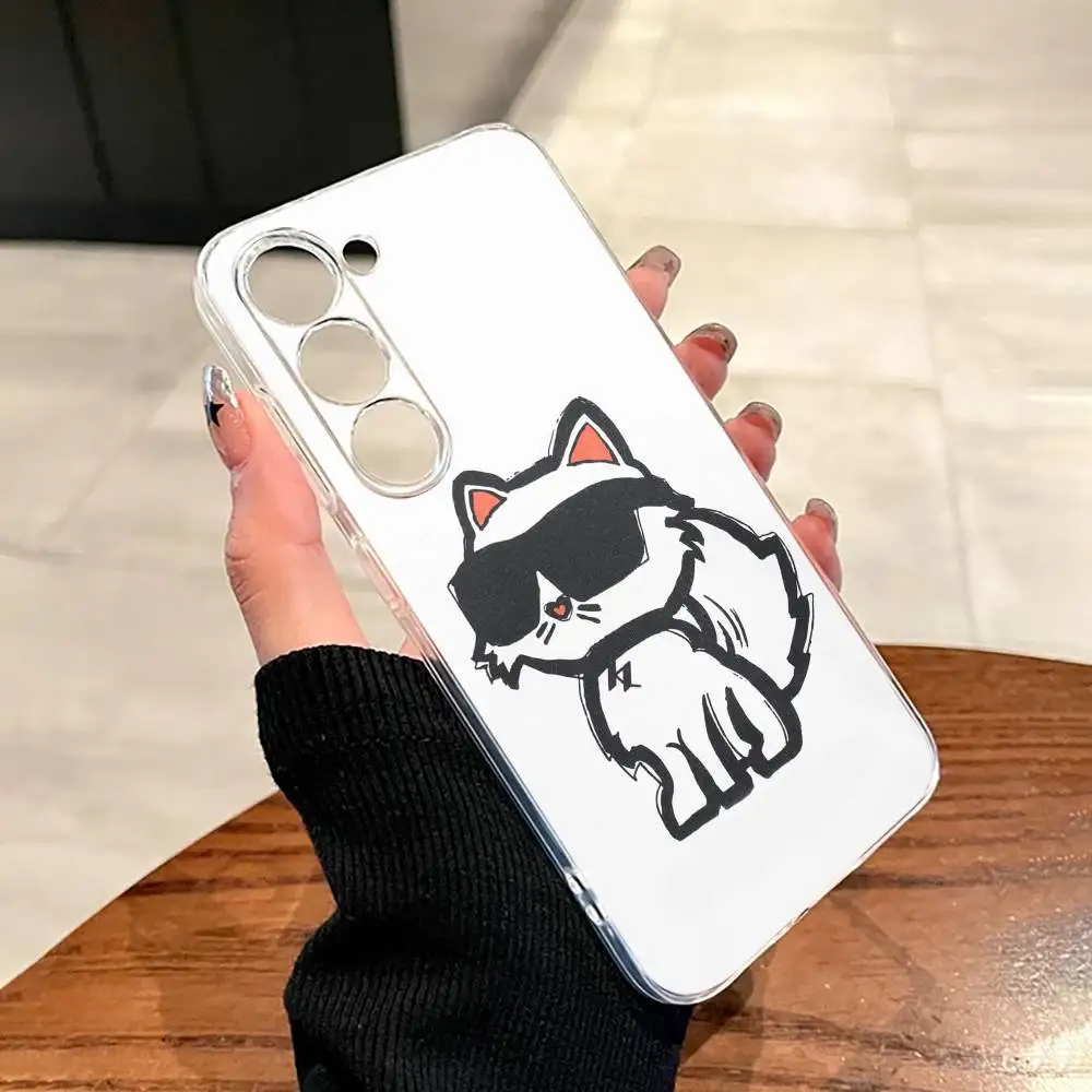 Фото Чехол для телефона K-Karls Lagerfelds Cat Gift для Samsung A10,12,20,21S,30,31,40,50,51,52,70,71, прозрачный №3