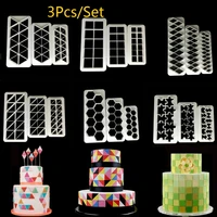 3pcsset square geometric cutters fondant cookie cake mold cutter chocolate mold cake decorating cake baking tools for christmas
