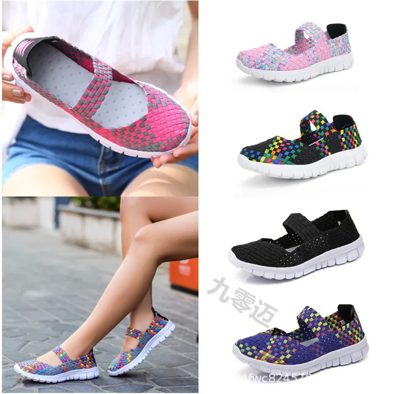 

Туфли женские без шнуровки, дышащие легкие повседневные плетеные, на эластичном ремешке, летняя обувь для отдыха, 2023