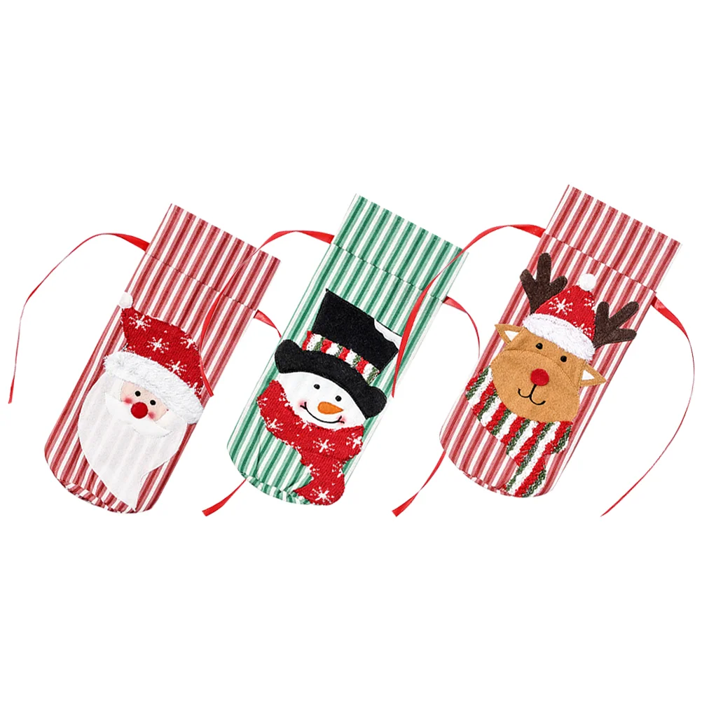 

3 Pcs Decorations Christmas Ornaments Decors Bottle Topper Cover Decorate Xmas Covers