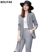 2022 women office set ladies blazer and guard pants sets two pieces ol jacket formal suit pleated trousers spring autumn winter