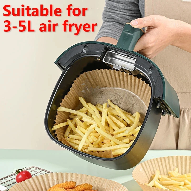 60pcs 16/20cm Air Fryer Disposable Paper Liner Non-Stick Mat Steamer Round Paper Baking Mats Kitchen AirFryer Baking Accessories
