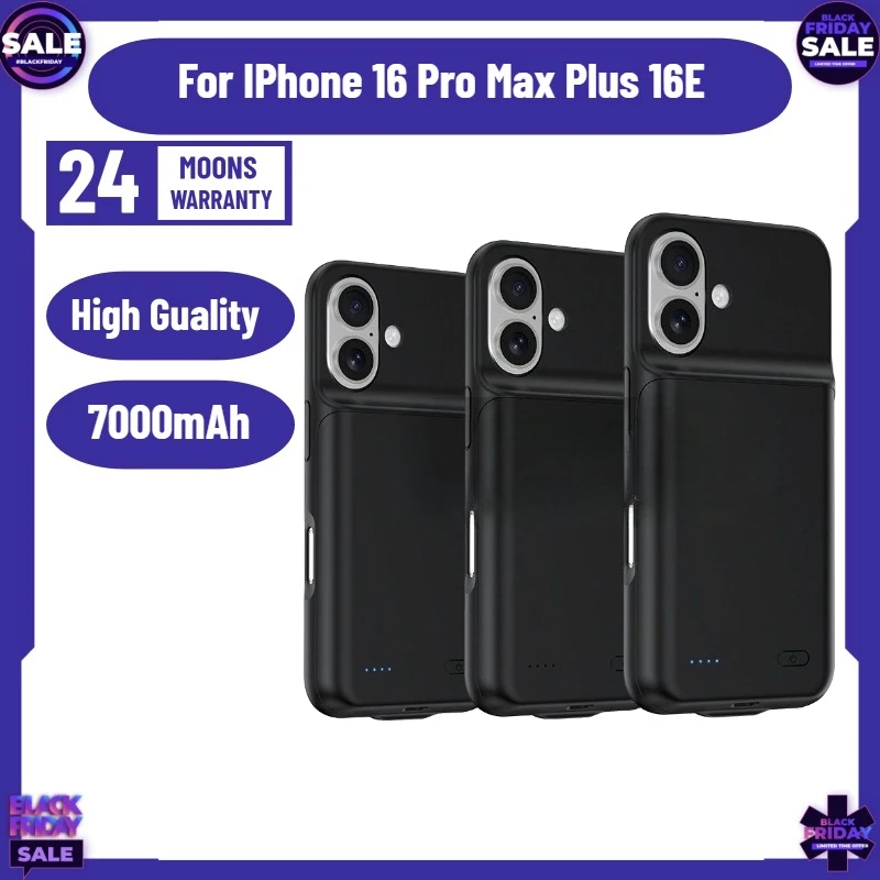 Фото Портативный чехол-аккумулятор 7000 мАч для iPhone 16 Pro Max с беспроводной зарядкой и поддержкой CarPlay №1