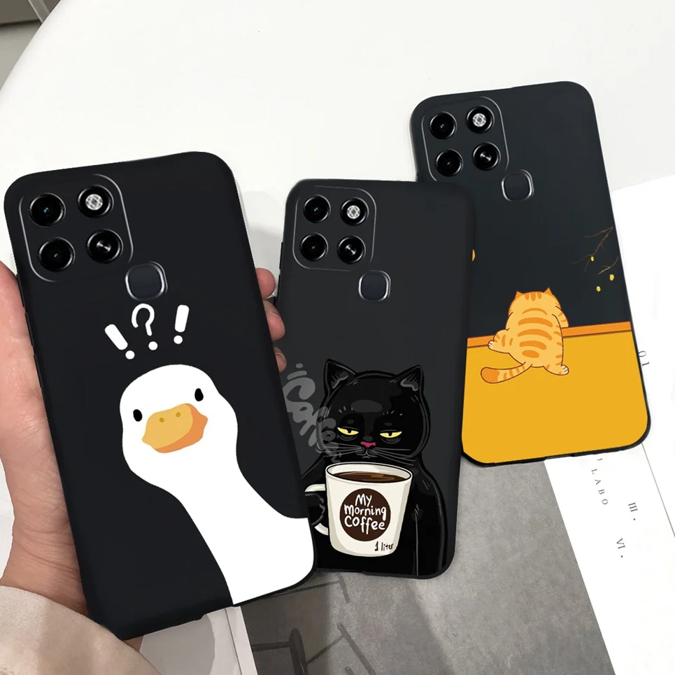 Для Infinix Smart 6 Plus чехол X6823C с животными жидкий силиконовый телефон задняя крышка