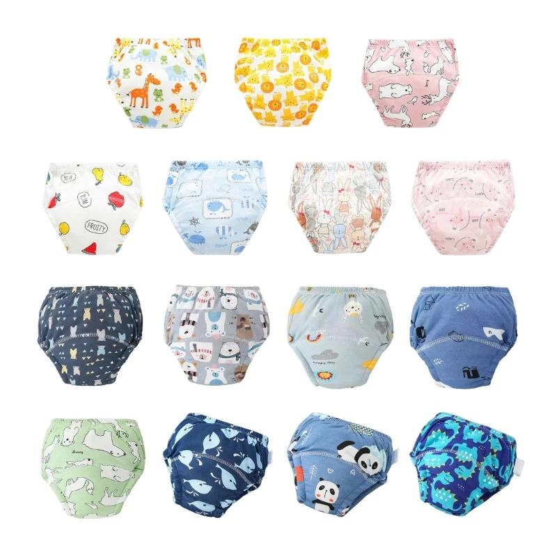 

Infant Diaper Shorts Print Diaper Pants Potty Training Nappy Skin-friendly Baby Cloth Diaper Urine Water-absorbent Pants QX2D