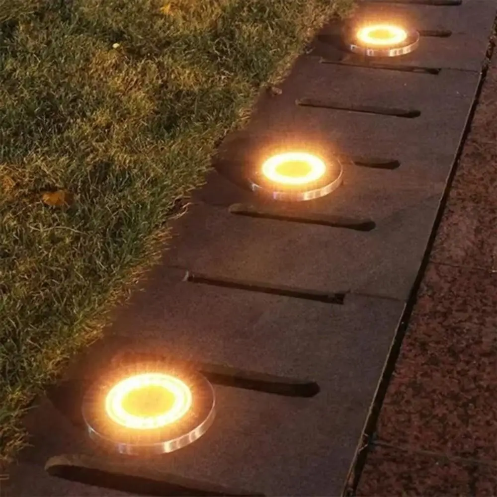 Фото Солнечный дисковый светильник 8LED3, многоцветный, водонепроницаемый, для подземного освещения, с оптическим управлением, ландшафтное освещение на солнечной энергии №3