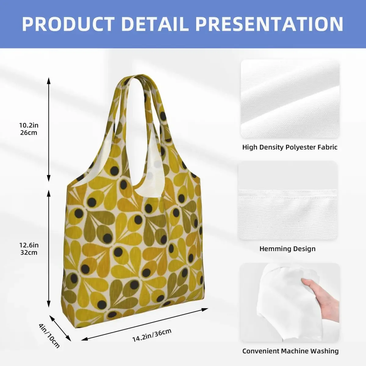 Пользовательская переработка сумка для покупок Orla Kiely Холщовая Сумка-тоут через