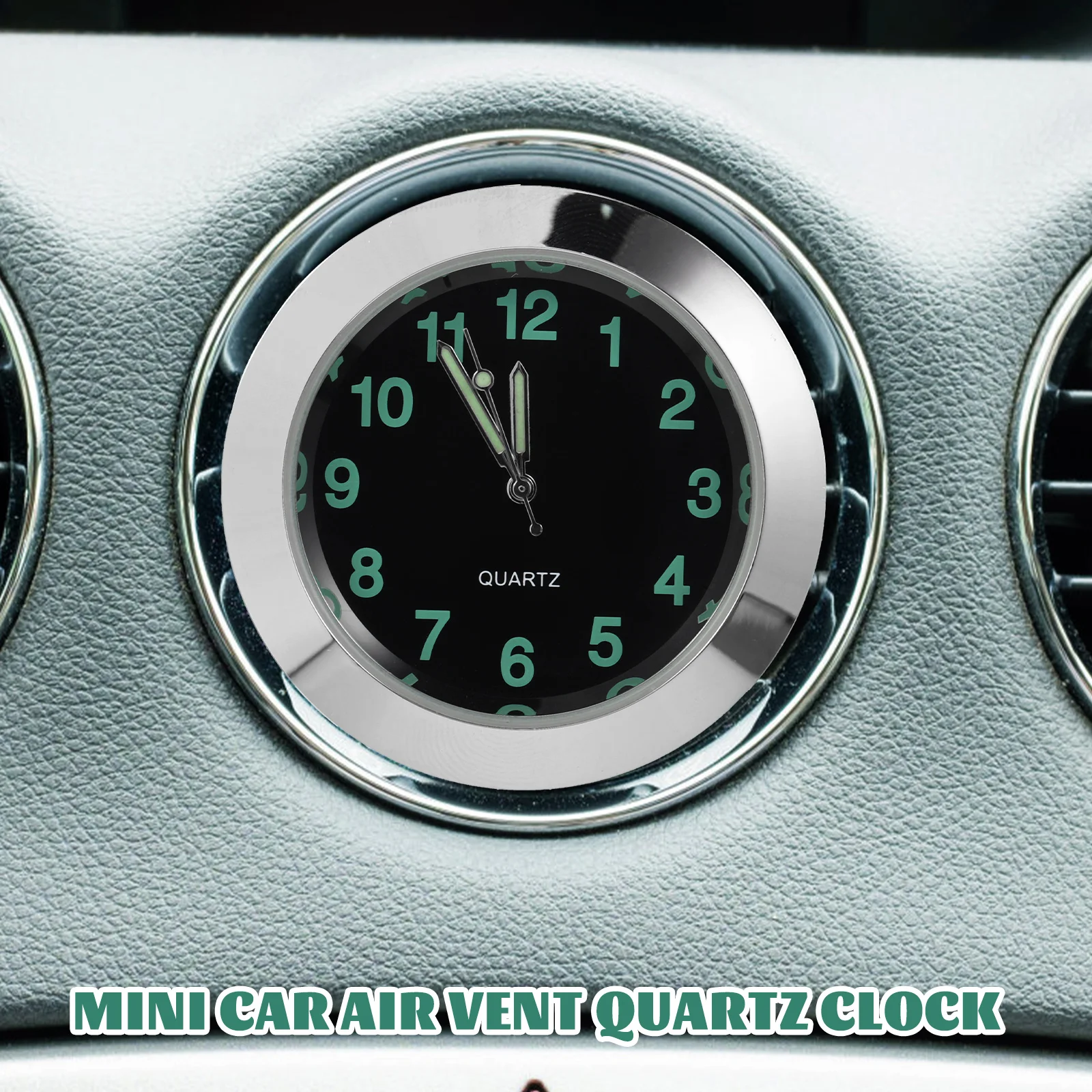 

Car Dashboard Clock Air Outlet Luminous Clock Car Round Clock Glow In The Dark Auto Clock For Auto Interior Decoration ( Silver