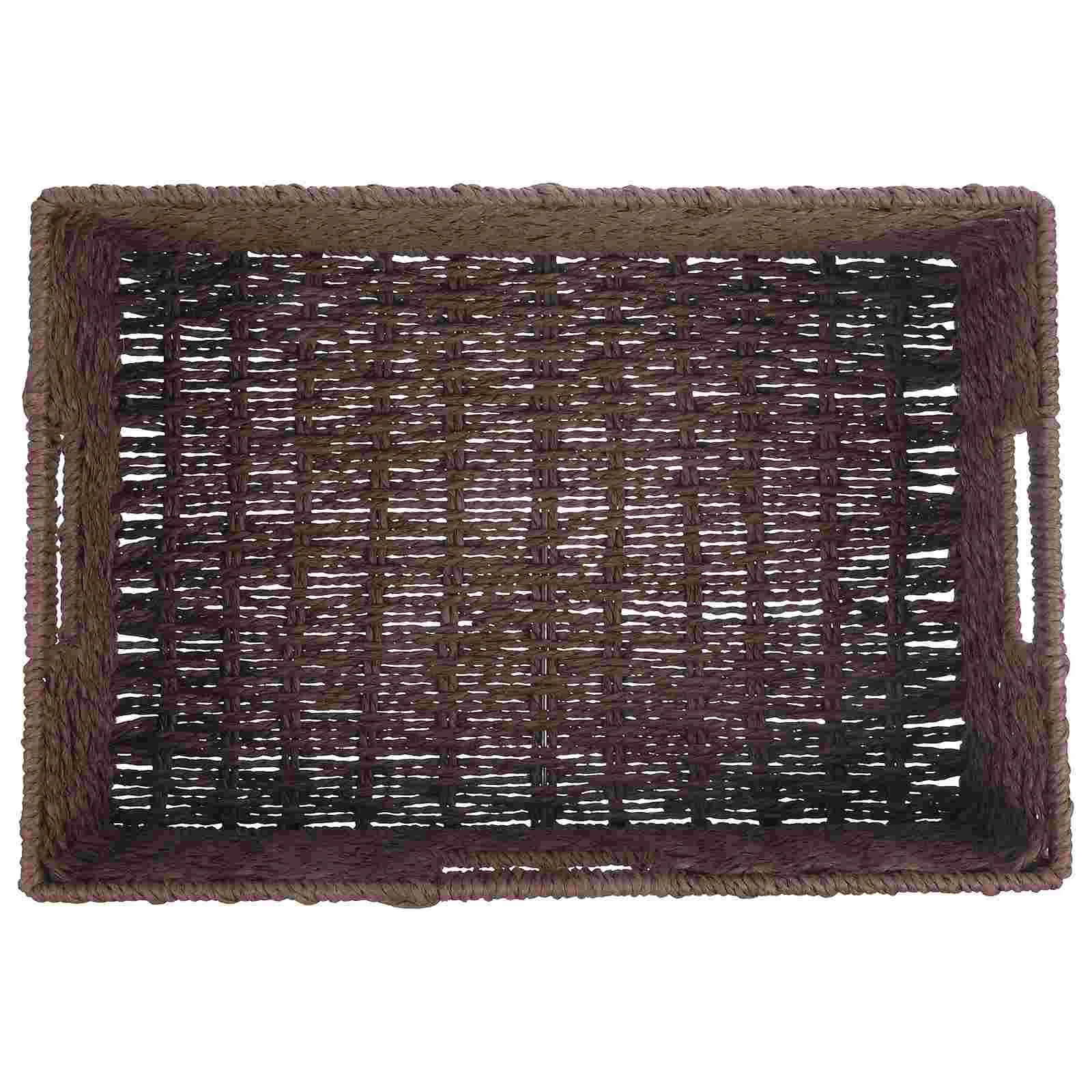 

Storage Crate Basket Woven Convenient Decorative Rectangle Desktop Organizer Rectangular Multi-function