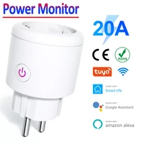 20a wifi smart plug eu plug power socket outlet tuya smart home voice control power monitor timing for alexa google assistant
