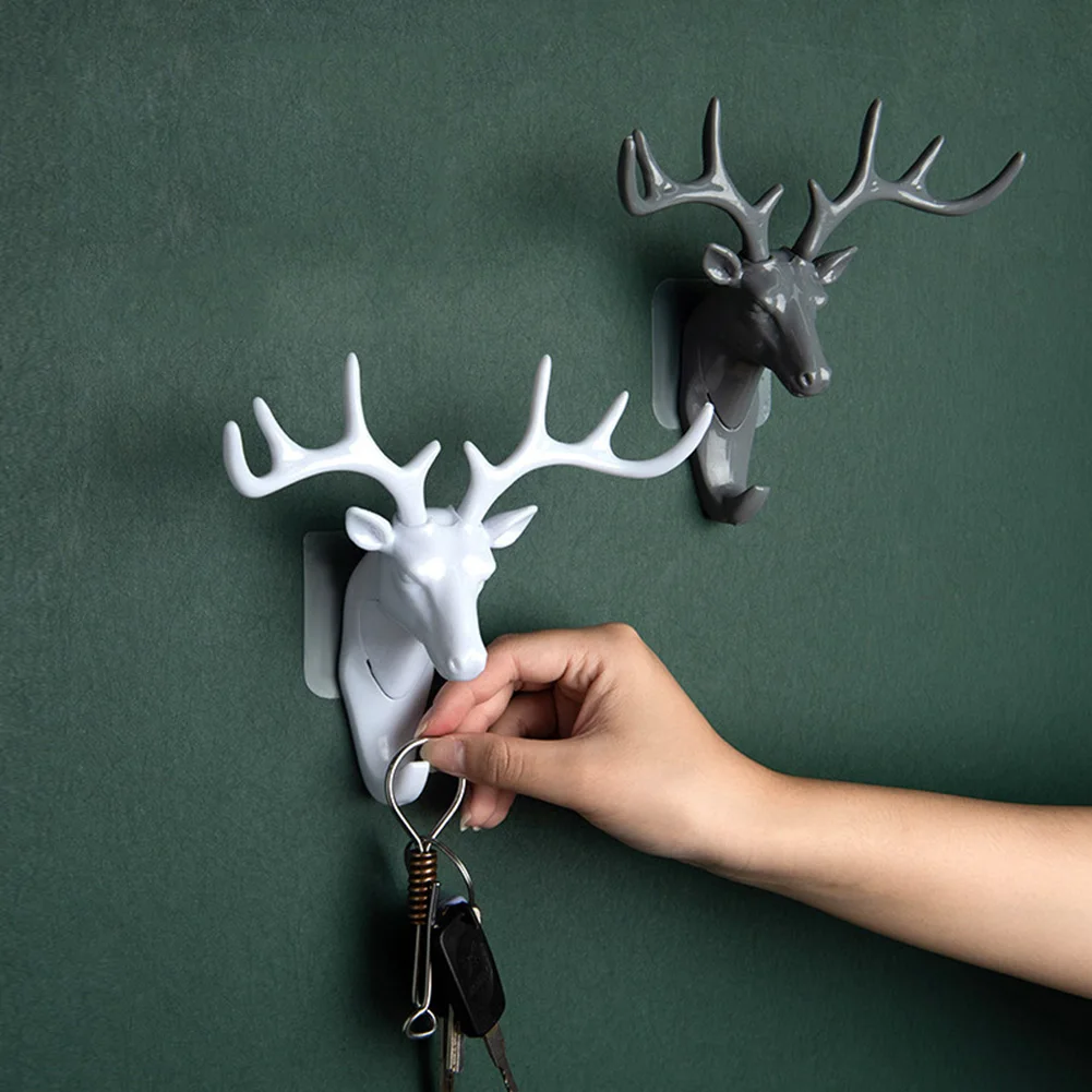 

Creative Deer Antler Hook Hat Scarf Key Storage Rack Wall Decor Sticky Hooks Punch-free Hanging Hanger Multifunction Holder