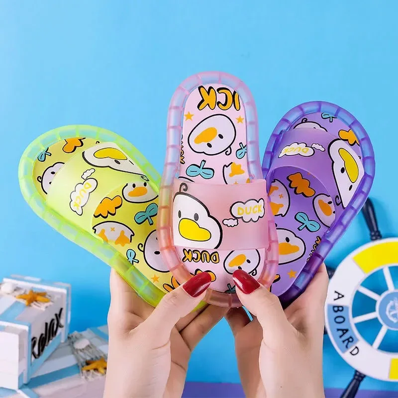 Сандалии для дома с милым утенком Мультяшные шлепанцы и улицы летние тапочки