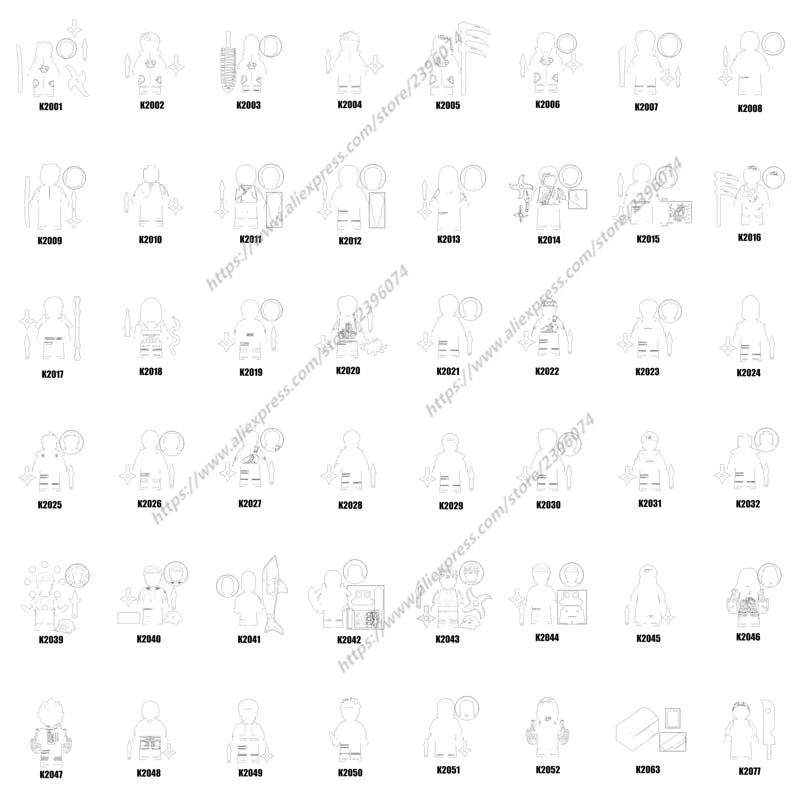 Аксессуары для мультяшных фигурок строительные блоки детей KDL819 K2144 K2145 K2146 K2147 K2148