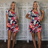 spot summer popular european and american womens wear round neck short sleeve printed leisure suit home clothes om9337