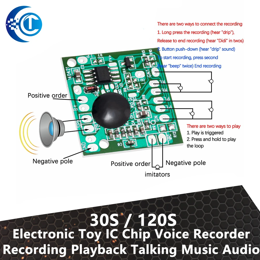 30s 120secs Recording Playback Talking Music Audio Recordable Board Gift