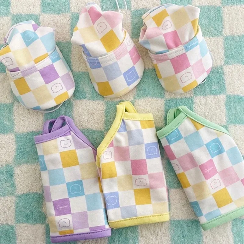 

Colorful Lattice Pet Dogs Vest Send Hat Dogs Clothes Cute Cotton Puppy For Small Medium Dogs Clothing Chihuahua Ropa Perro