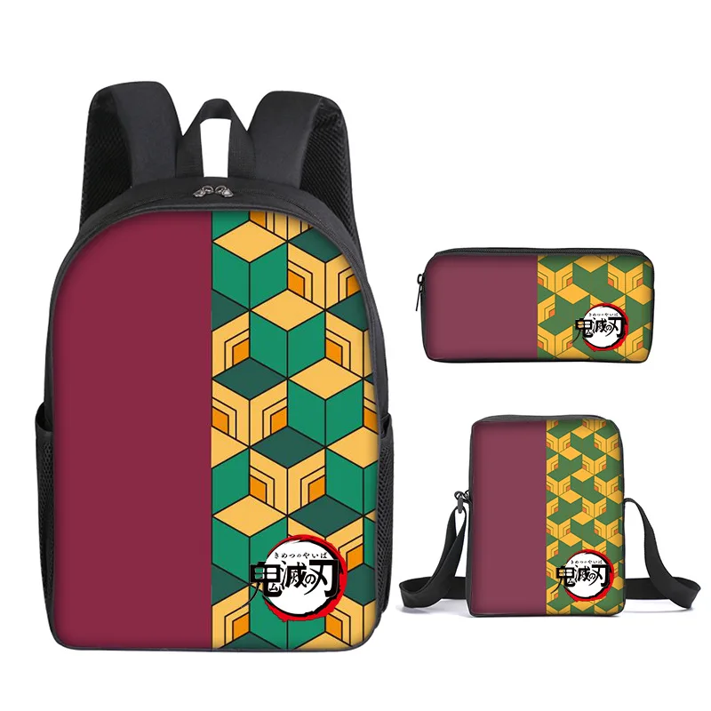 

Demon Slayer Kamado Tanjirou Nezuko Schoolbag Backpack Shoulder Bag Pencil Case Gift for Kids Students