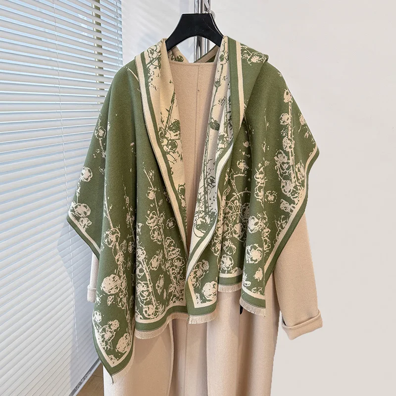 Осень-зима 2024 шарф мечты розы жаккардовый Ретро стиль кашемир ощущение