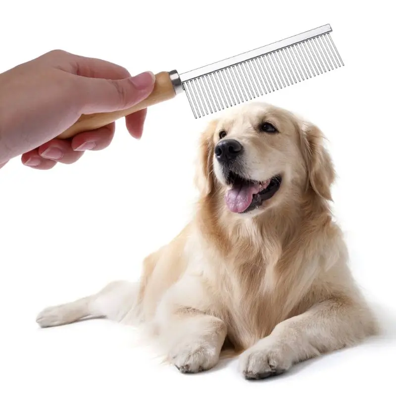

Pet Dog Comb Wood Handle Hair Trimmer Dog Grooming Cleaning Brush