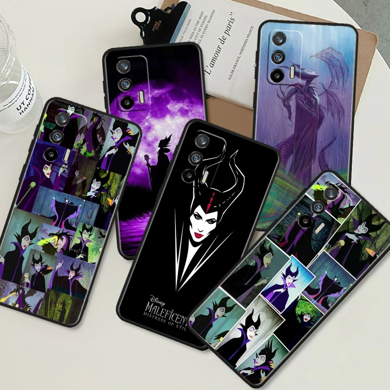 Черный чехол для телефона Disney Maleficent OPPO Realme 5 6 7 8 9 10 i (Global) Pro Narzo 50A 50i 5G Funda Shell Cover Capa