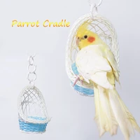 parrot basket cradle bird swing toys cage hammock hamster garden decor weaving nest cradle nest hanging toy 3 colors