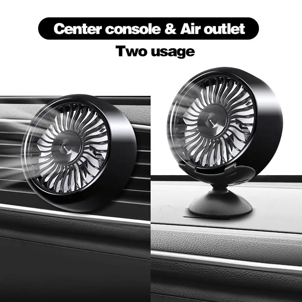 

12V Mini Fan for Car and Desk 5V USB Base Portable with Strong Wind for Summer Heat Relief