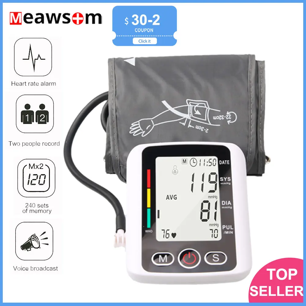 Blood Pressure Measuring Device Set Monitoring for Parents Old Man HD LCD Digital Professional Pulse Hypertension Arm Wrist