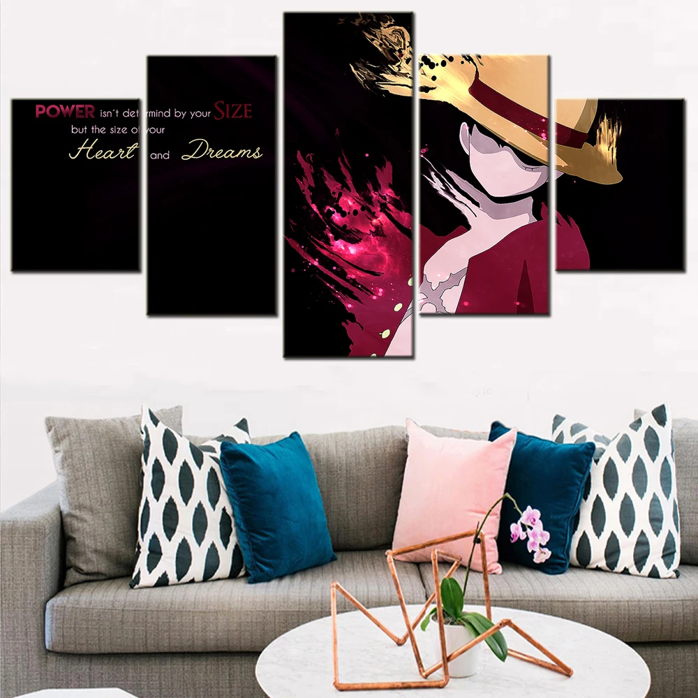 

Canvas Wall Art Pictures Frames Living Room 5 Pieces Japan Anime Monkey D Luffy Paintings Home Decor HD Printed Modern Posters