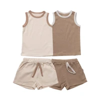 toddler baby boy clothing sets summer casual solid patchwork vest shorts suit for infant sleeveless kids clothes girls outfits