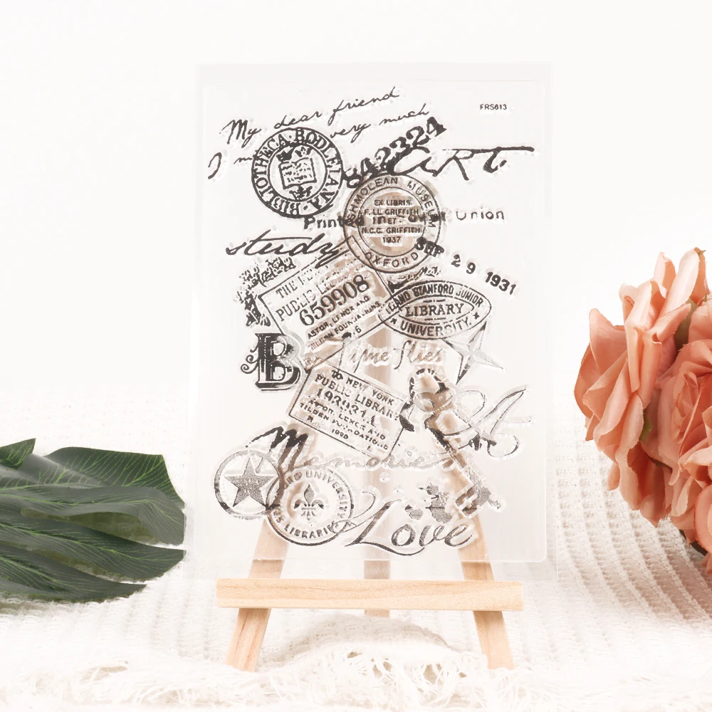 Прозрачные штампы из силиконовой резины с текстом на спине для скрапбукинга и