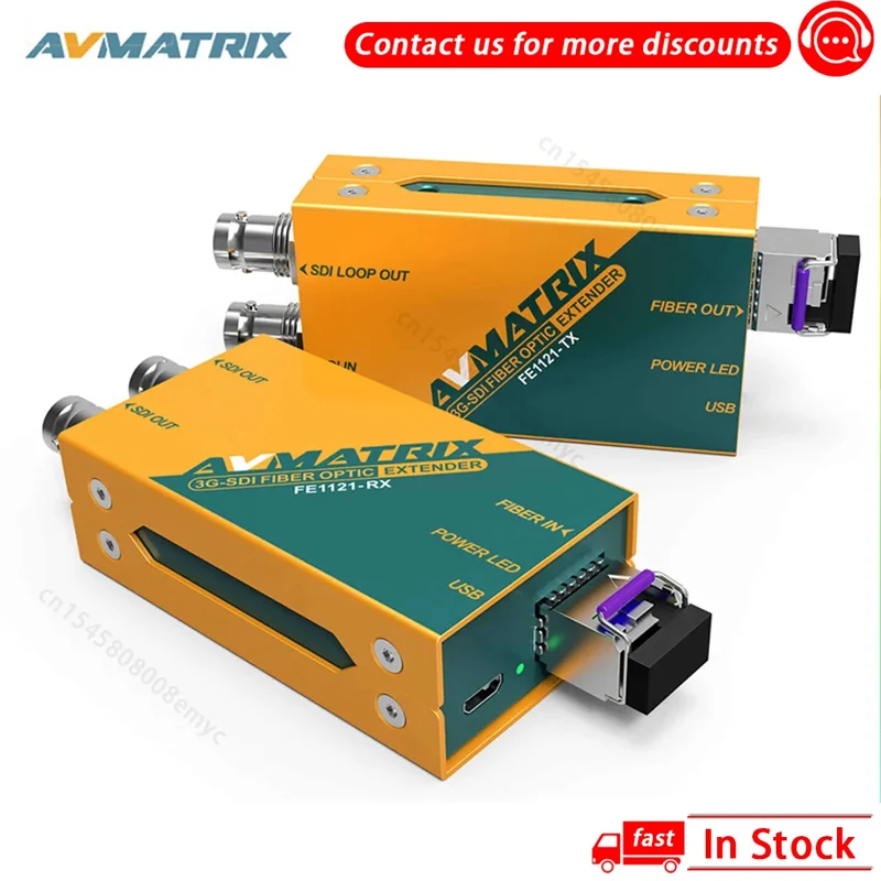 

AVMATRIX FE1121 3G-SDI Fiber Optic Extender 20km Local SDI Loop Out and Dual SDI outputs and Supports 3G/HD/SD SDI Signals
