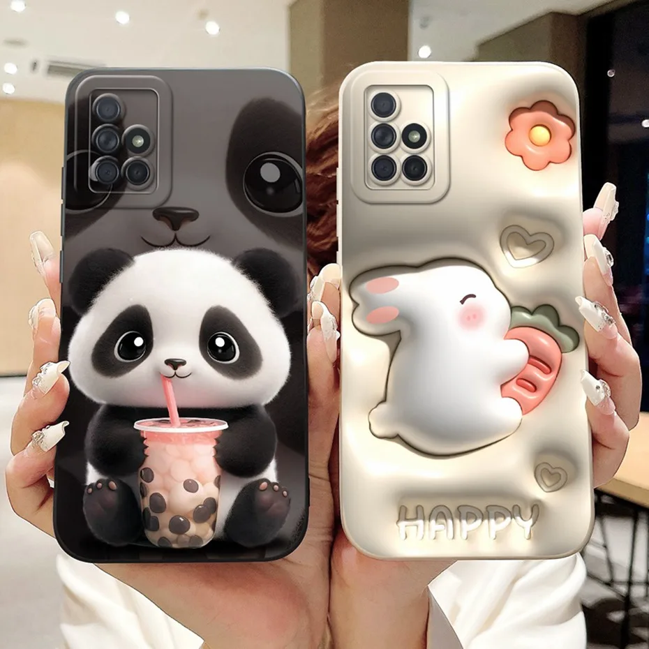Lens Protective Case For Samsung Galaxy A71 Cute Cartoon Soft Silicone Back Cover 4G SM-A715F Phone Cases