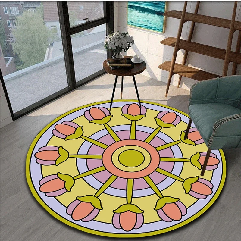 

Круглый коврик с цветочным узором в виде рыбьев, ковер для гостиной, игровой коврик, нескользящий коврик для ванной, Подарочный коврик, 5 размеров, коврик для йоги, декор для комнаты