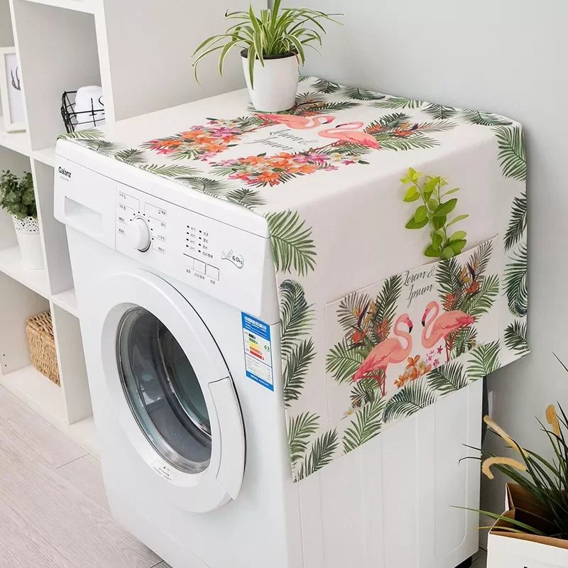 

2023 Nordic Washing Machine Cover Green Leaf Washing Machine Dust Cover Oven Microwave Refrigerator Protecor Modern Home Decor D