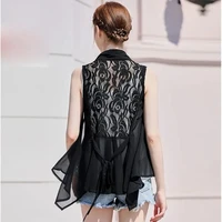 chiffon lace vest womens cardigan spring summer sleeveless tops plus size coat korean fashion loose jacket
