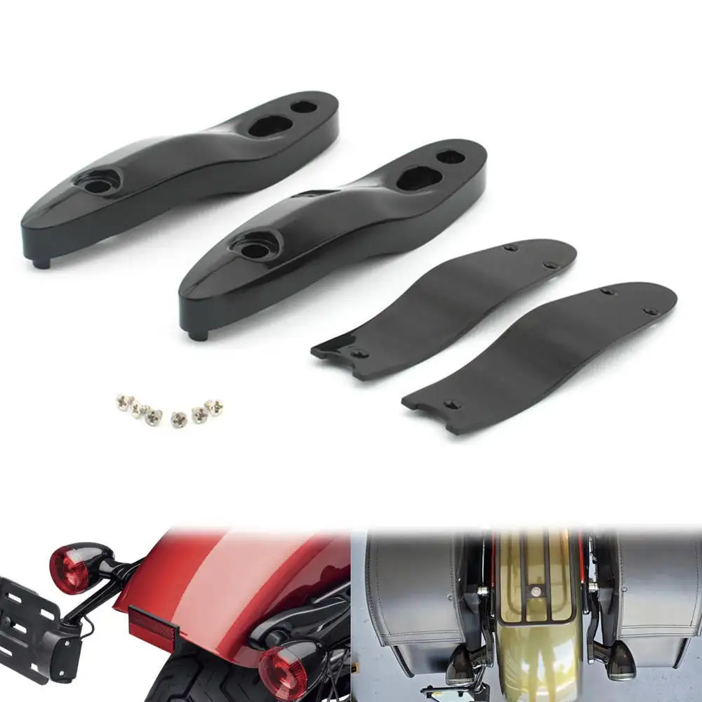 

Задний указатель поворота мотоцикла, удлинитель кронштейна номерного знака, комплект для перемещения, черный хромированный пластик для Softail 2000-2024