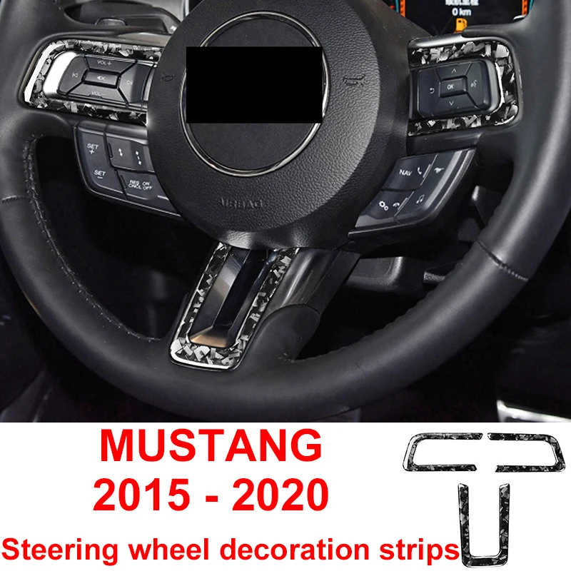 

Панель рулевого колеса из углеродного волокна для Ford Mustang 2015-2020, декоративная накладка, автомобильные наклейки, кованый узор, аксессуары для...