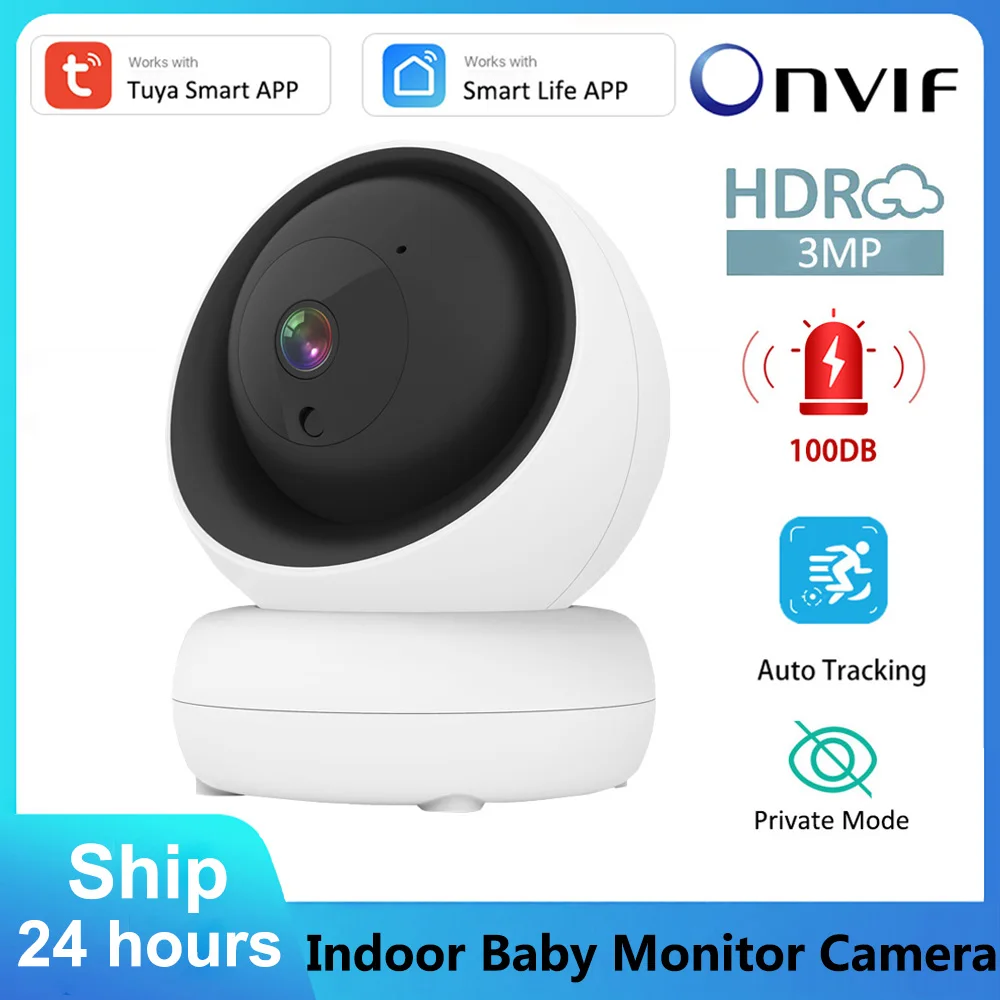 

Tuya 1080P 3MP Indoor Security WiFi Patrol ONVIF Camera Sound Detection Alarm Auto Tracking Surveillance Smart Life Baby Monitor