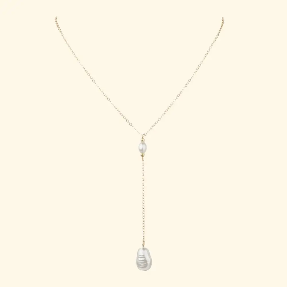

Trendy Women Necklace Elegant Solid Lustrous Faux Pearl Chain Pendant Necklace Polished Ladies Necklace Fashion Jewelry