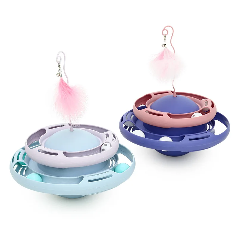 

Cat Ball Toys with Feather Interactive Cat Tumbler Toy Roller Ball Toy with Bell for Kitten Wand Funny Feather Toys