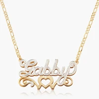 double plated heavenly love name necklace custom 3d nameplate jewelry 18k plated gold pendant personalized name jewelry