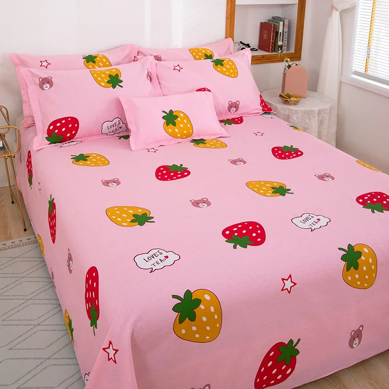 Простыня Kawaii Fruit Strawberry с 2-мя наволочками хлопковая простыня рисунком комплект