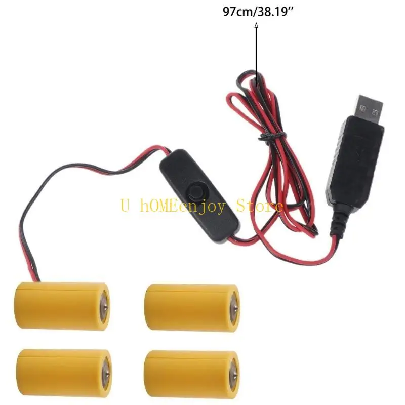 B0KF 97 см USB на 6 В LR14 C, фиктивная батарея, кабель для замены 4 батарей LR14 C для игрушек, контроллеров, газового фонарей (art.: 3920dbdea4e35) - 3920dbdea4e35
