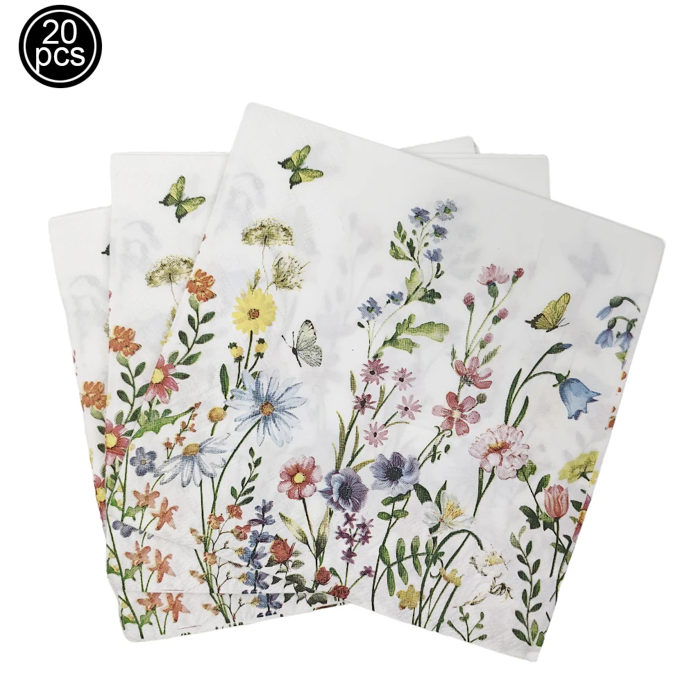 

Одноразовая посуда PartiesTour с рисунком полевых цветов