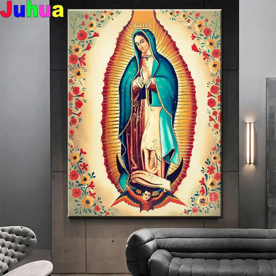 

Diamond MosaicMexico Guadalupe Virgin Mary Painting Diamond Embroidery stitch cross Picture Of rhinestone of picture art,