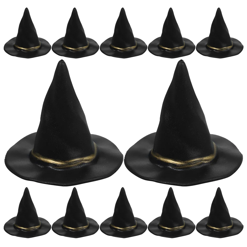 

12 Pcs Decor Miniature Witch Hat Hats Crafts Baby Drinks House Supplies Plastic Tiny
