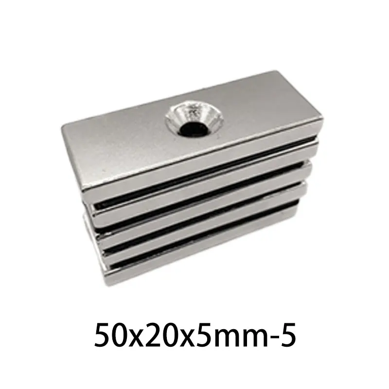 1/2/5/10 шт. 50x20x5-5 мм Большой ленточный блок с сильными магнитными отверстиями 5 50*20*5-5