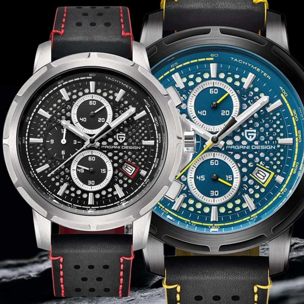 

PAGANI DESIGN New Blue Big Dial Military Sport Watch Business Men Quartz Wristwatch Luminous Chronograph Clock Men reloj hombre